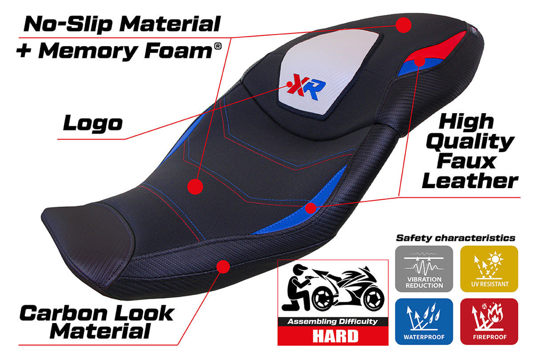 BMW S1000XR 2020-2023 Seat Cover Tappezzeria Italia Comfort in White, Red and Blue