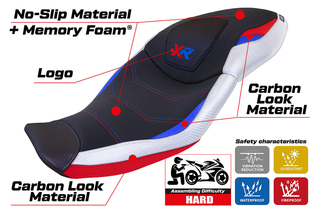 BMW S1000XR 2020-2023 Seat Cover Tappezzeria Italia Comfort in HP SE White and Red