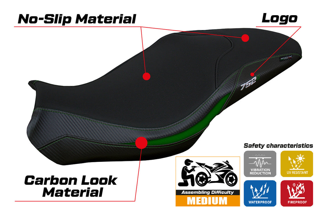 Benelli 752S 2019-2024 Seat Cover Tappezzeria Italia in Green and Black