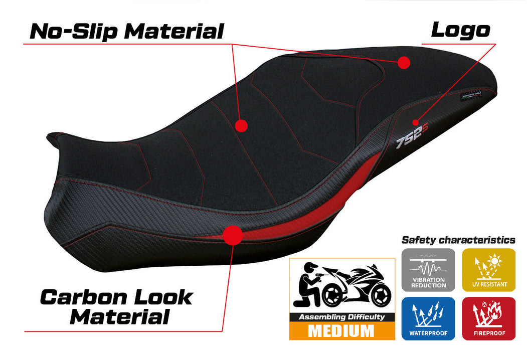 Benelli 752S 2019-2024 Seat Cover Tappezzeria Italia Ultragrip Red Black