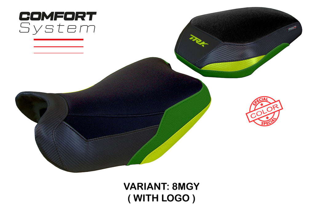 Benelli TRK 702 2023 2024 Seat Cover Tappezzeria Italia Comfort in Yellow Army Greenand Black