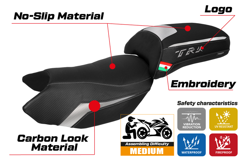 Benelli TRK 502 2017-2024 Seat Cover Tappezzeria Italia in Silver and Black