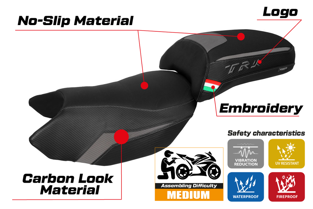 Benelli TRK 502 2017-2024 Seat Cover Tappezzeria Italia in Grey Black