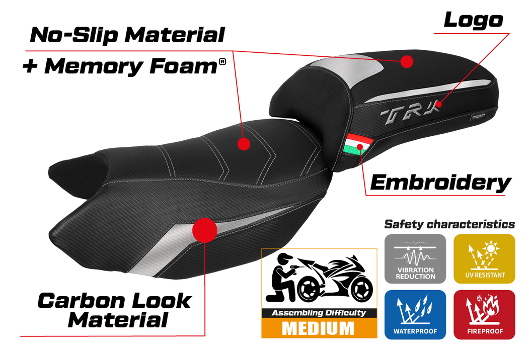 Benelli TRK 502 2017-2024 Seat Cover Tappezzeria Italia Comfort in Silver