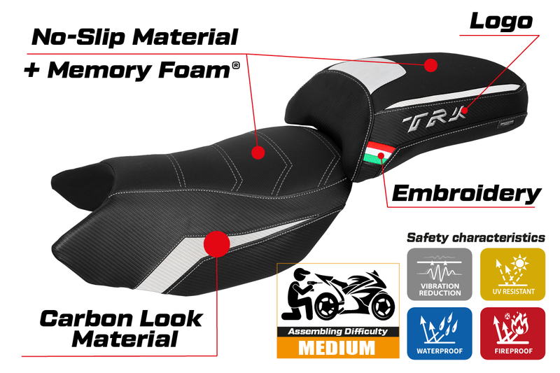 Benelli TRK 502 2017-2024 Seat Cover Tappezzeria Italia Comfort in White