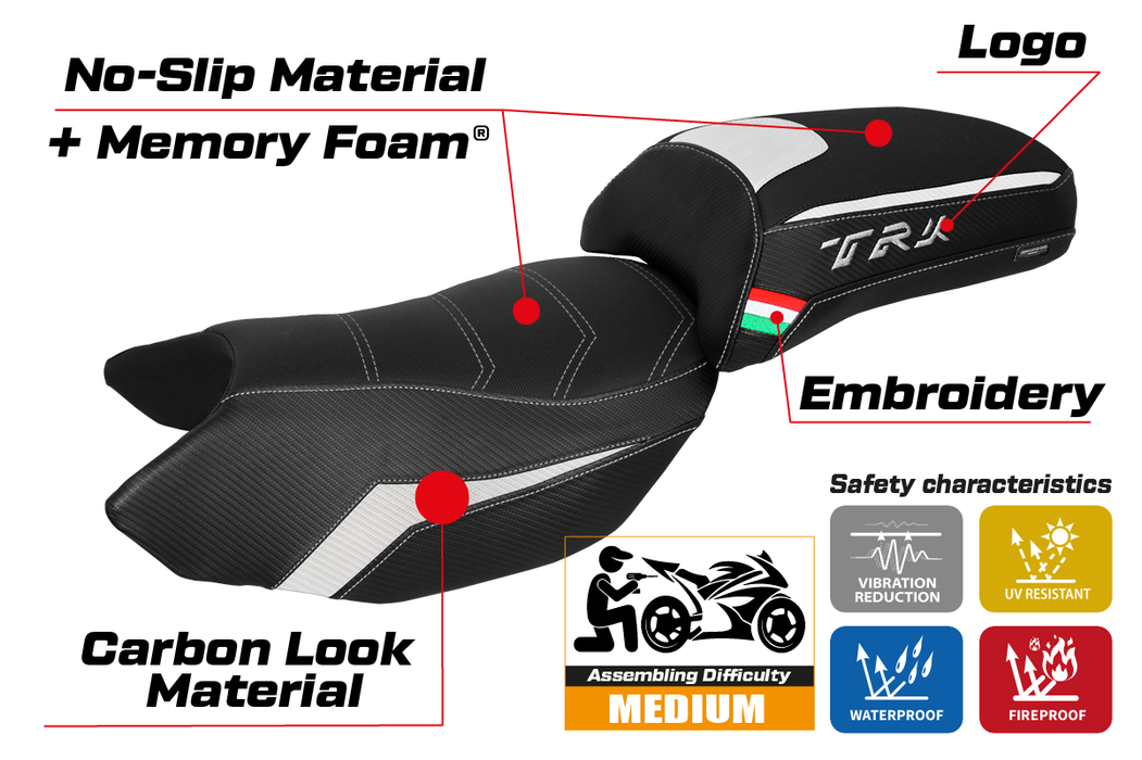 Benelli TRK 502 2017-2024 Seat Cover Tappezzeria Italia Comfort in White