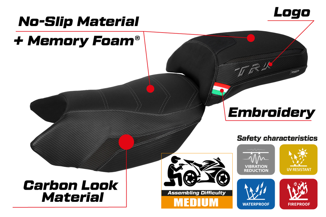 Benelli TRK 502 2017-2024 Seat Cover Tappezzeria Italia Comfort in Black