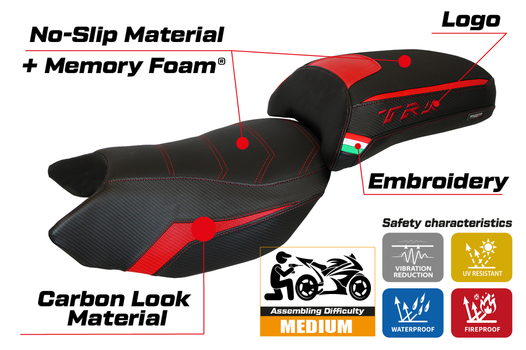 Benelli TRK 502 2017-2024 Seat Cover Tappezzeria Italia Comfort in Red