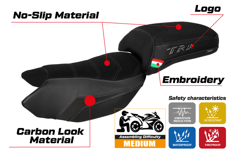 Benelli TRK 502 2017-2024 Seat Cover Tappezzeria Italia Ultragrip in Black