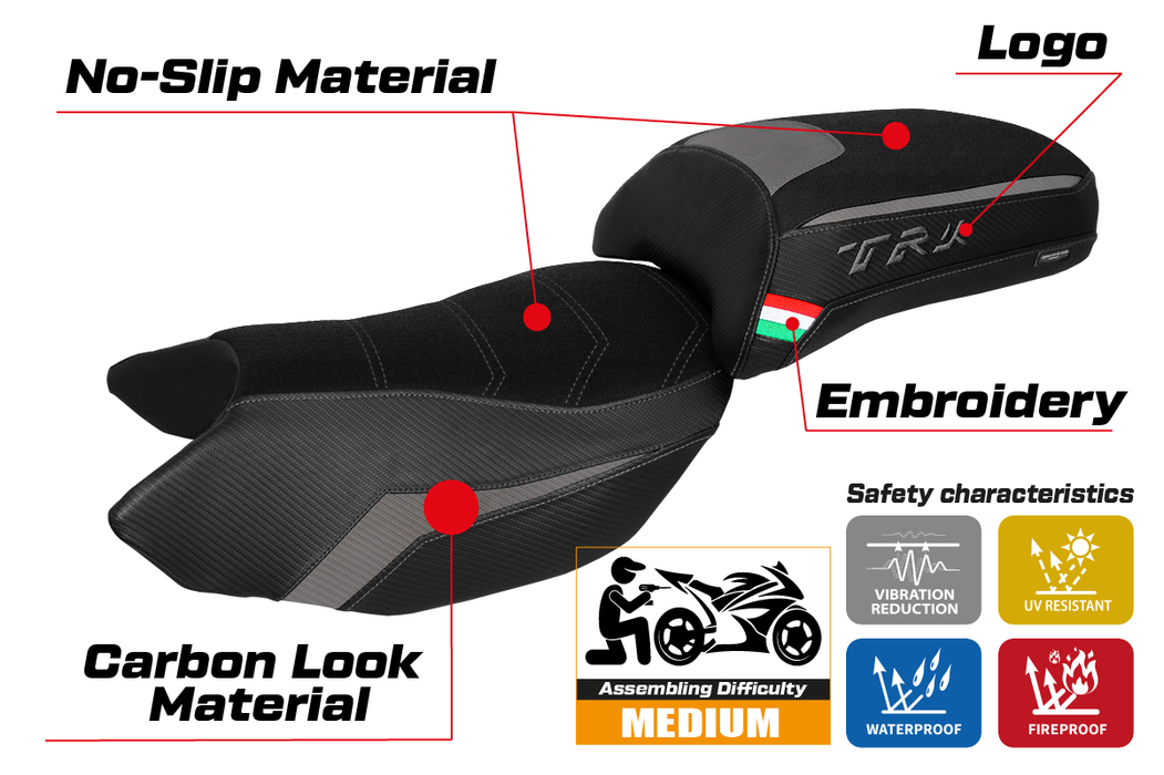 Benelli TRK 502 2017-2024 Seat Cover Tappezzeria Italia Ultragrip in Grey