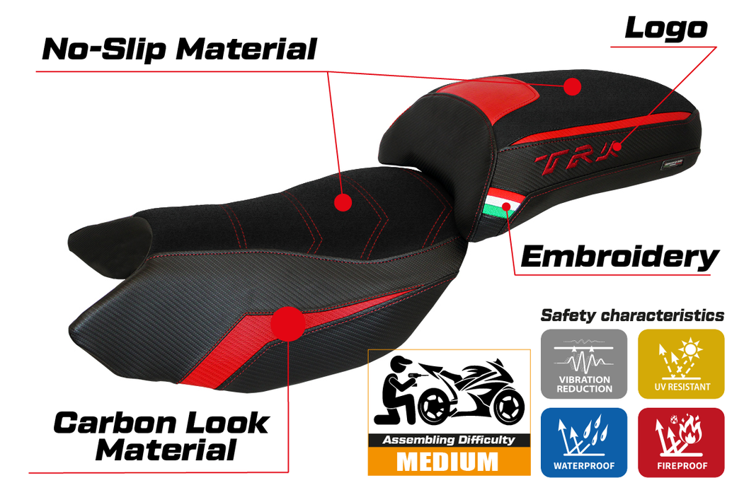 Benelli TRK 502 2017-2024 Seat Cover Tappezzeria Italia Ultragrip in Red