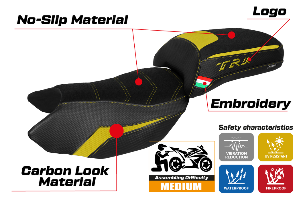 Benelli TRK 502 2017-2024 Seat Cover Tappezzeria Italia Ultragrip in Yellow