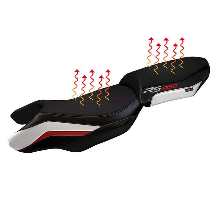 BMW R1250RS 2020-2024 Comfort Heated Seat Cover Tappezzeria Italia in White and Red