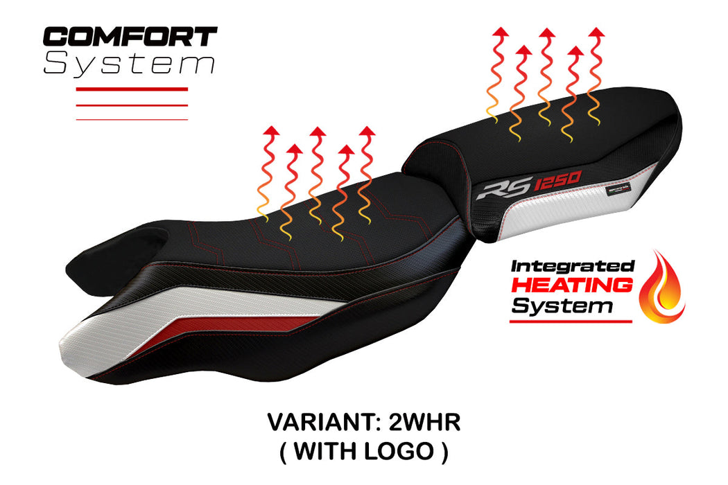 BMW R1250RS 2020-2024 Comfort Heated Seat Cover Tappezzeria Italia in White and Red