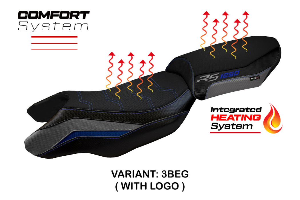 BMW R1250RS 2020-2024 Comfort Heated Seat Cover Tappezzeria Italia in Blue and Grey