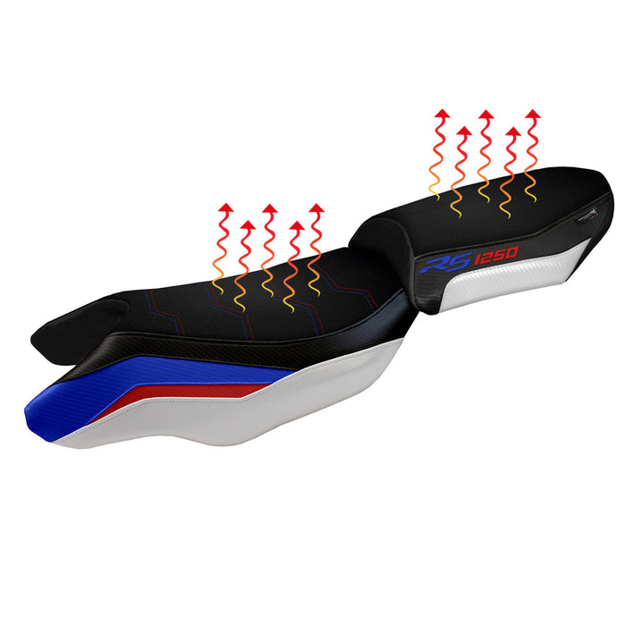 BMW R1250RS 2020-2024 Comfort Heated Seat Cover Tappezzeria Italia in Blue White Red