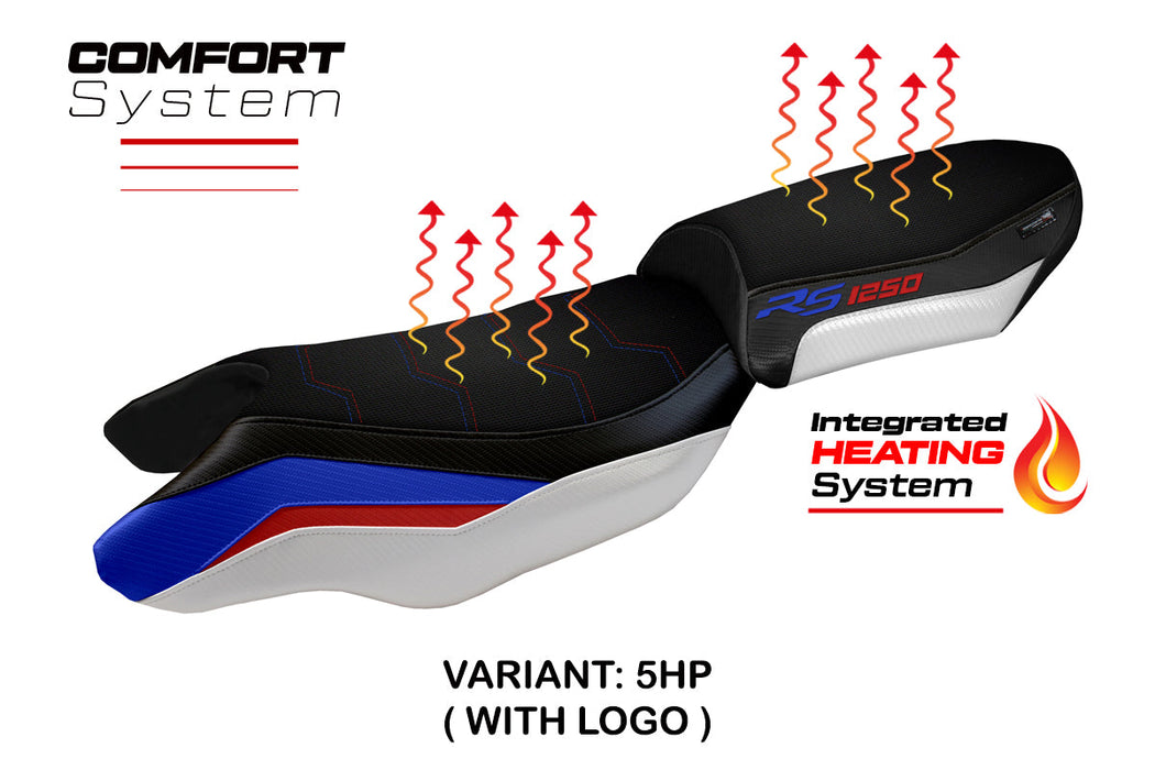 BMW R1250RS 2020-2024 Comfort Heated Seat Cover Tappezzeria Italia in Blue White Red