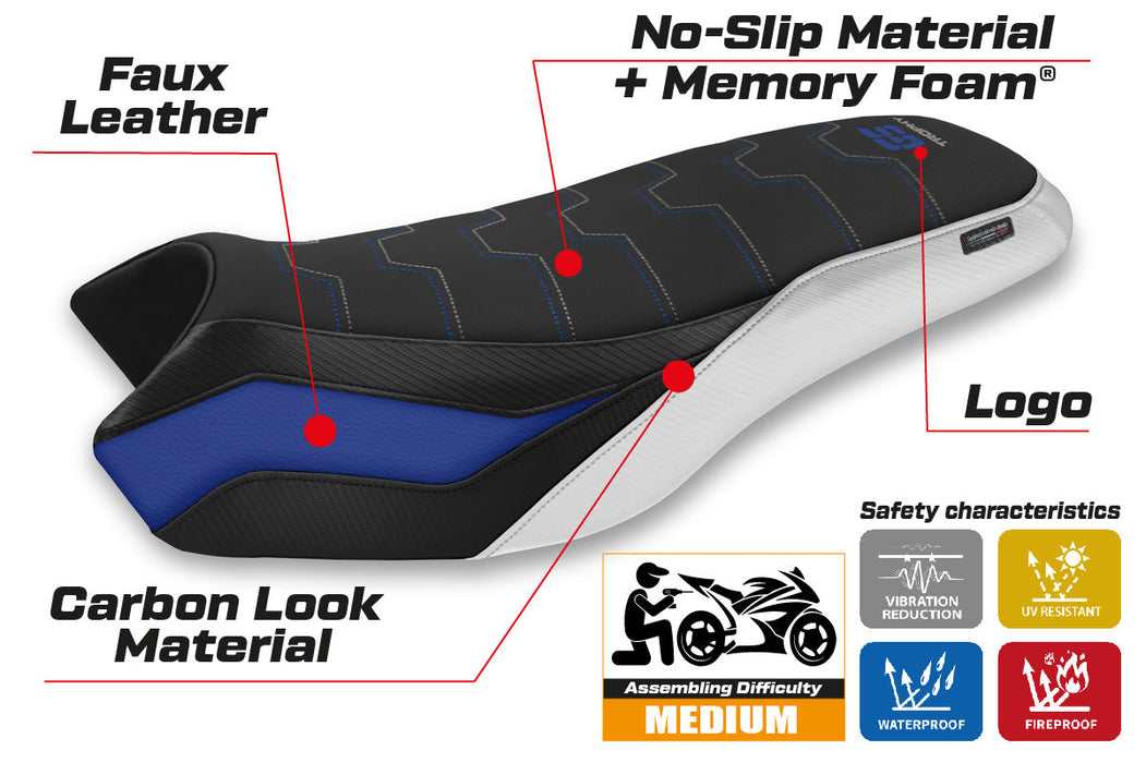 BMW R1200GS R1250GS Rallye 2017-2024 Seat Cover Tappezzeria Italia Comfort in Blue Trophy