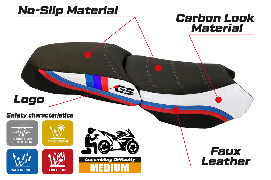 BMW R1200GS Adventure 2013-2018 Seat Cover Tappezzeria Italia in White