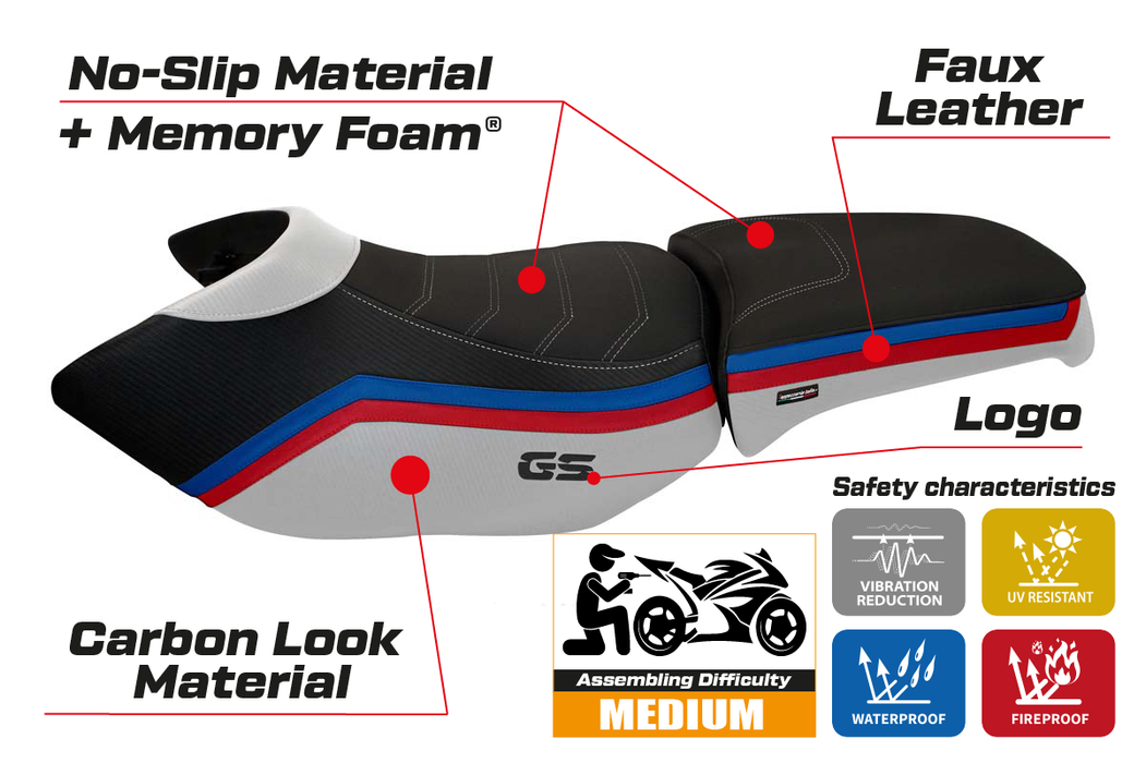 BMW R1200GS Adventure 2006-2012 Seat Cover Tappezzeria Italia Comfort in White SE