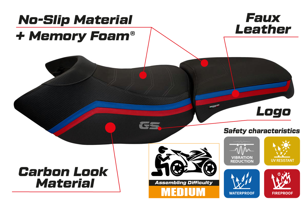 BMW R1200GS Adventure 2006-2012 Seat Cover Tappezzeria Italia Comfort in Black SE