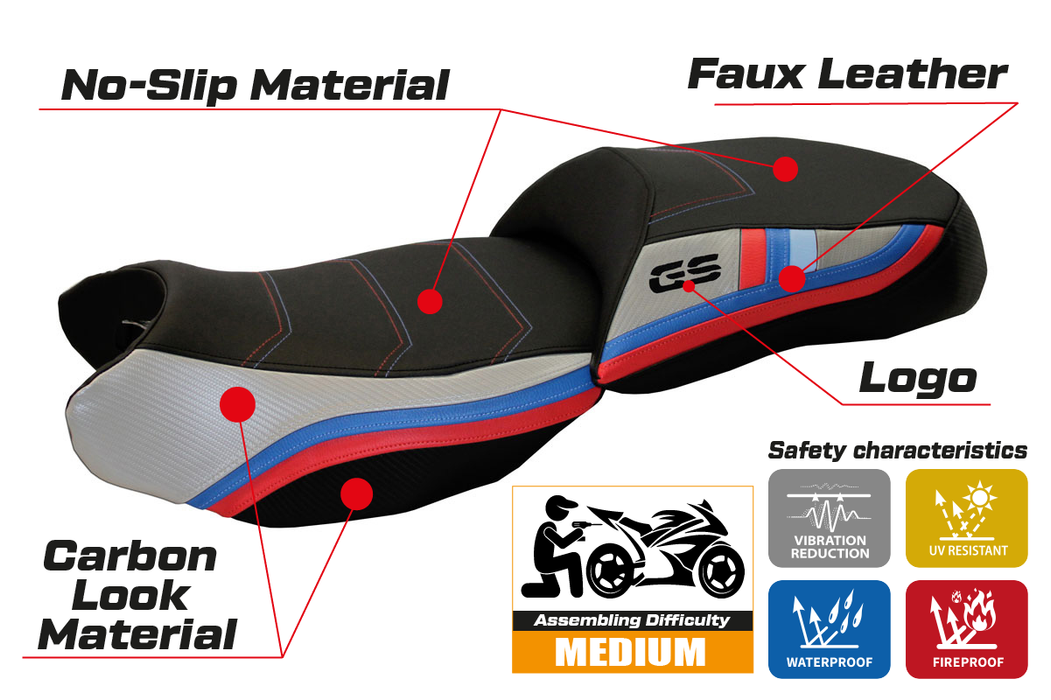 BMW R1200GS 2013-2018 Seat Cover Tappezzeria Italia in Silver and Black