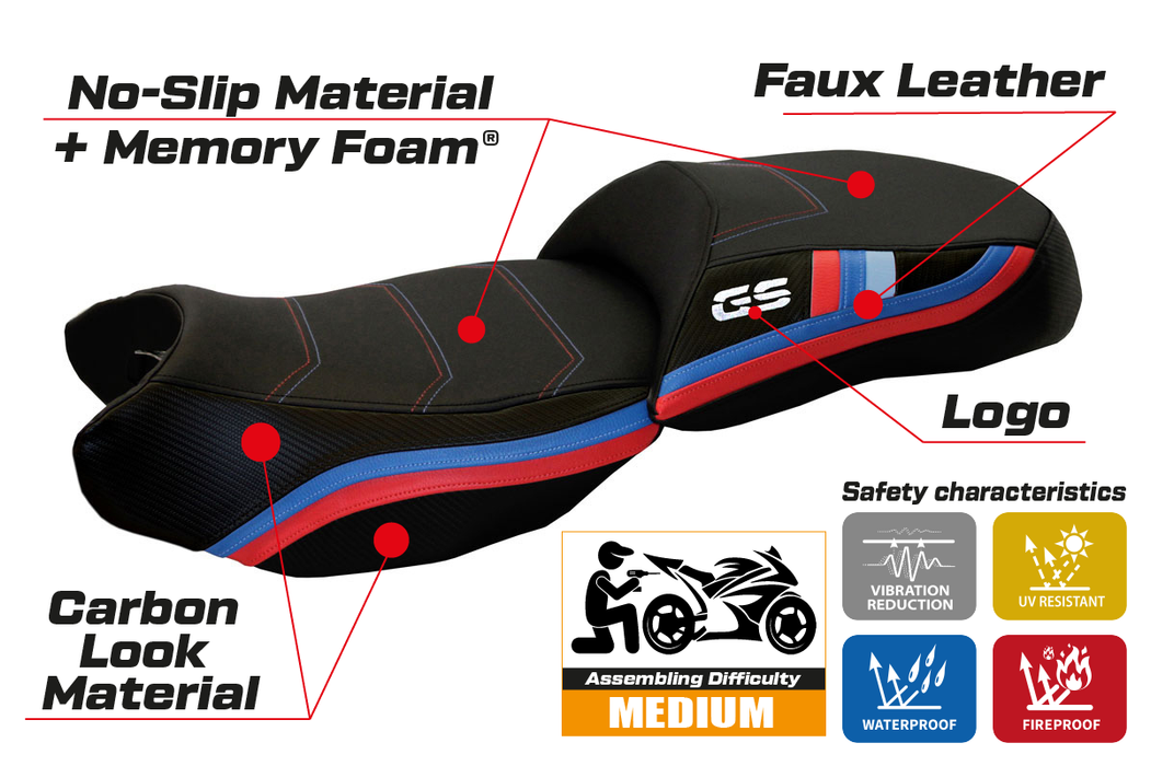 BMW R1200GS 2013-2018 Seat Cover Tappezzeria Italia Comfort in Black