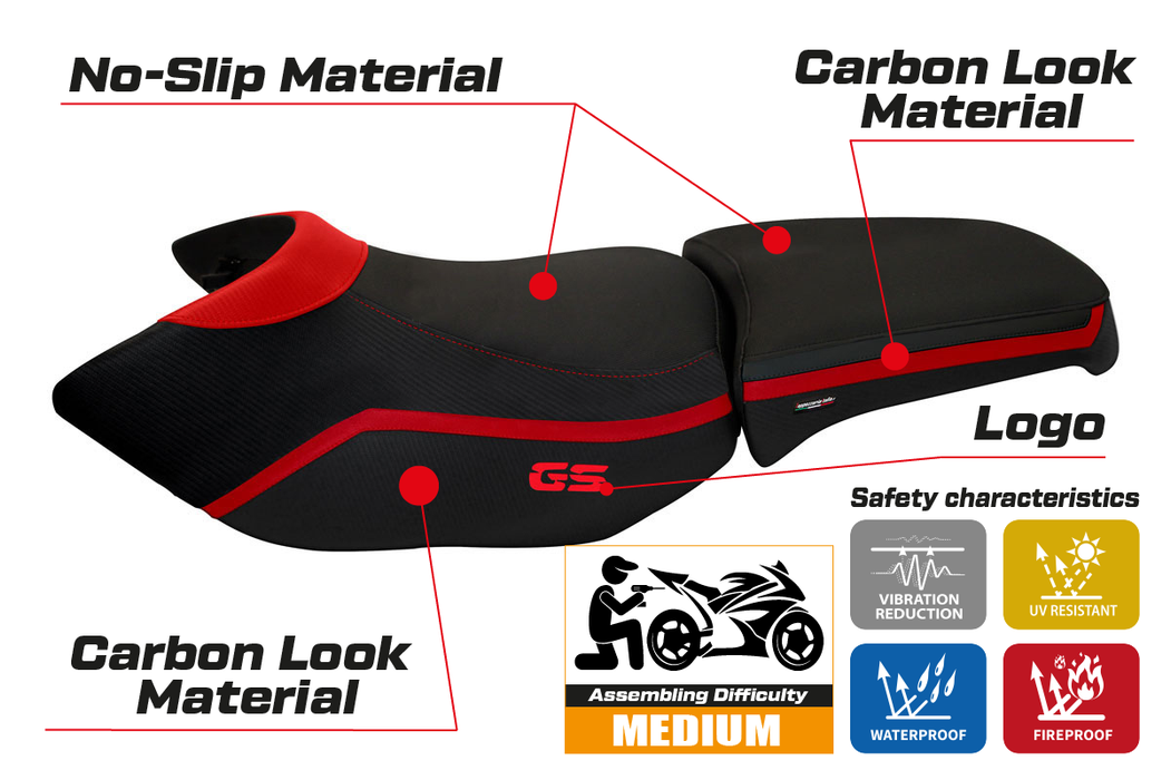 BMW R1200GS Adventure 2006-2012 Seat Cover Tappezzeria Italia in Red