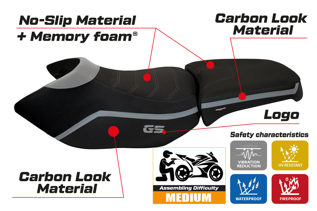 BMW R1200GS Adventure 2006-2012 Seat Cover Tappezzeria Italia Comfort in Silver