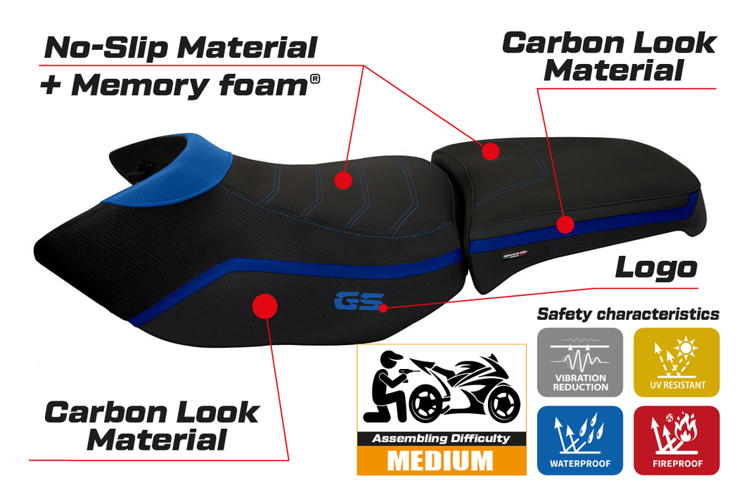 BMW R1200GS Adventure 2006-2012 Seat Cover Tappezzeria Italia Comfort in Blue