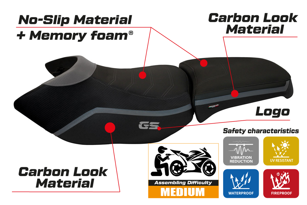 BMW R1200GS Adventure 2006-2012 Seat Cover Tappezzeria Italia Comfort in Grey