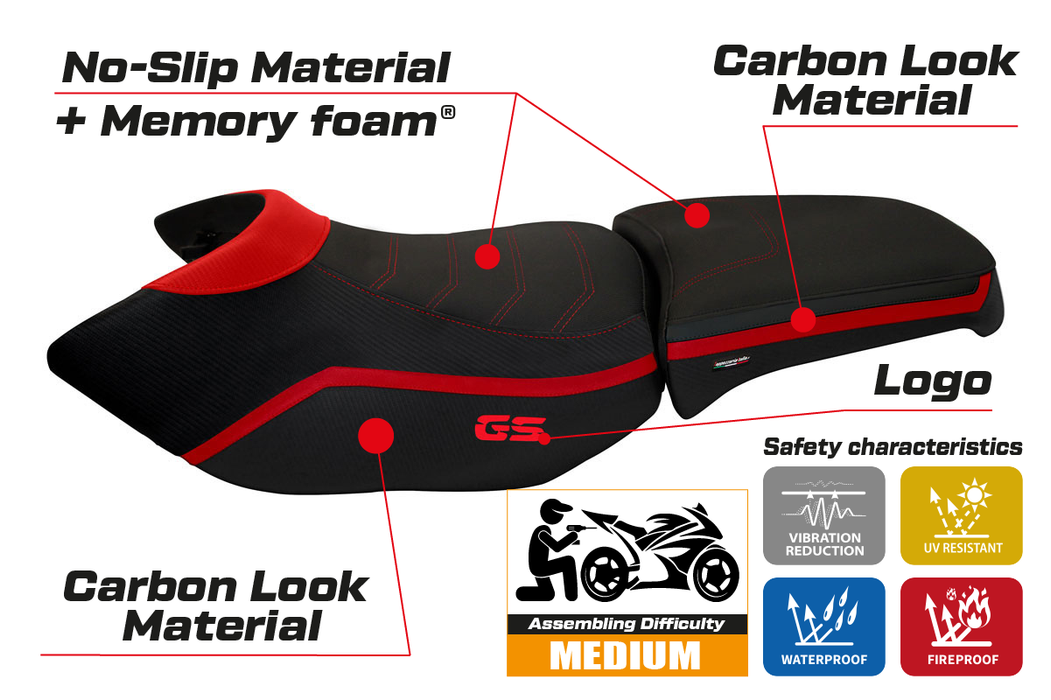 BMW R1200GS Adventure 2006-2012 Seat Cover Tappezzeria Italia Comfort in Red