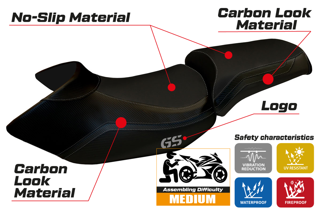 BMW R1200GS 2005-2012 Seat Cover Tappezzeria Italia in Black