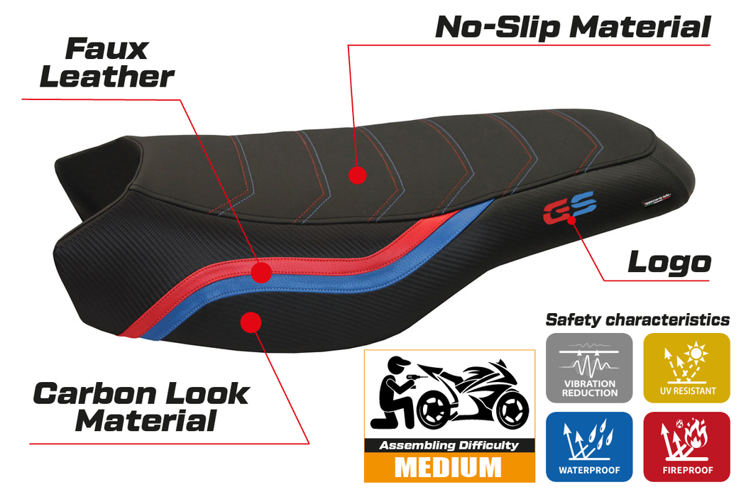 BMW R1200GS R1250GS Rallye 2017-2024 Seat Cover Tappezzeria Italia in Black