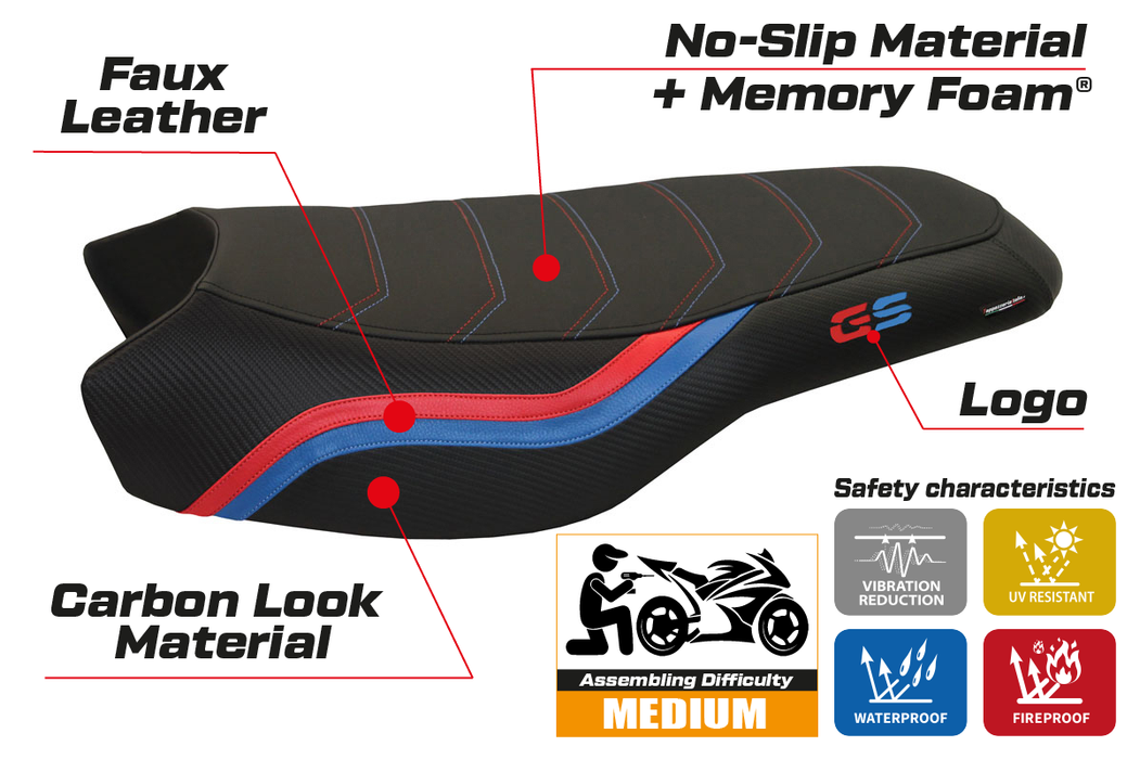 BMW R1200GS R1250GS Rallye 2017-2024 Seat Cover Tappezzeria Italia Comfort in Black