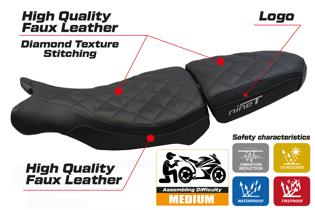 BMW R1200 Nine T 2014-2024 Seat Cover Tappezzeria Italia Black FR