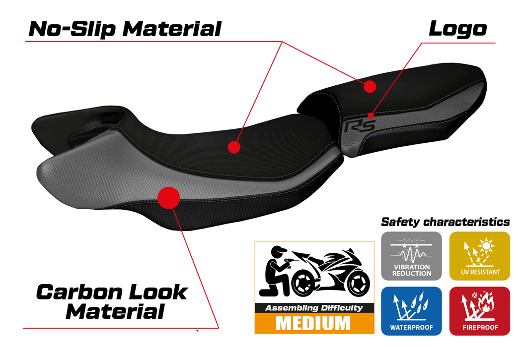 BMW R1200RS 2015-2019 Seat Cover Tappezzeria Italia in Grey and Black
