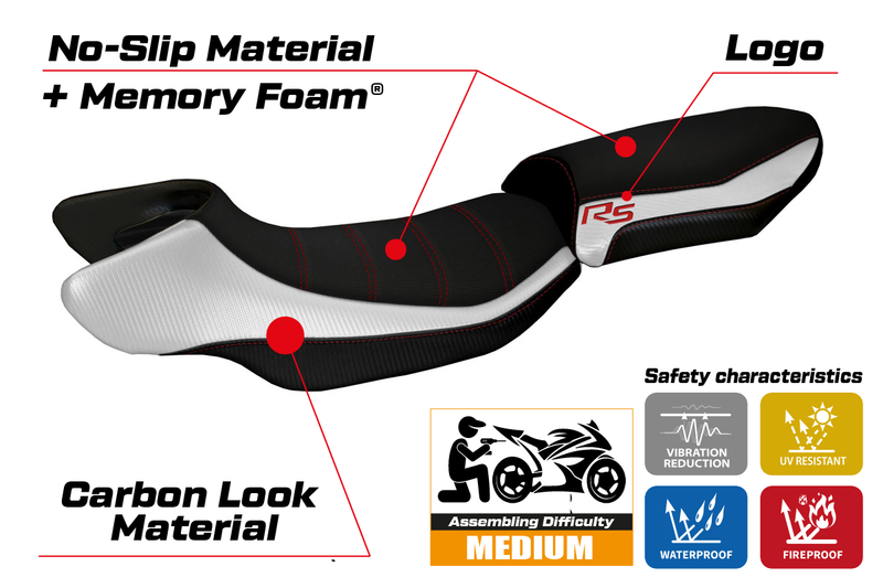 BMW R1200RS 2015-2019 Seat Cover Tappezzeria Italia Comfort in White and Red