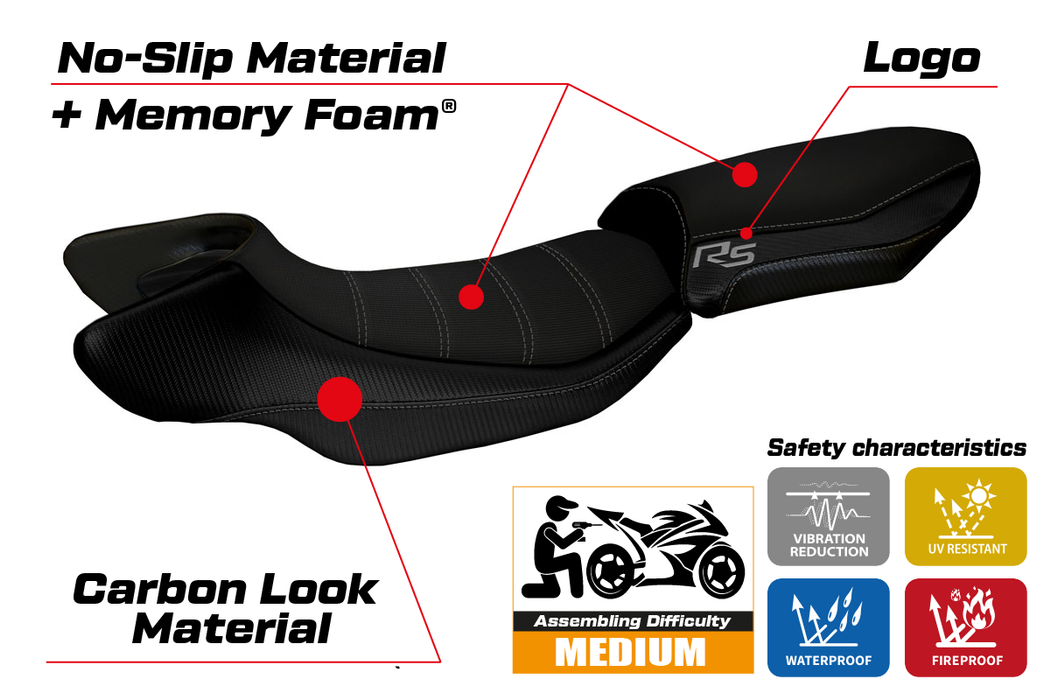 BMW R1200RS 2015-2019 Seat Cover Tappezzeria Italia Comfort in Black