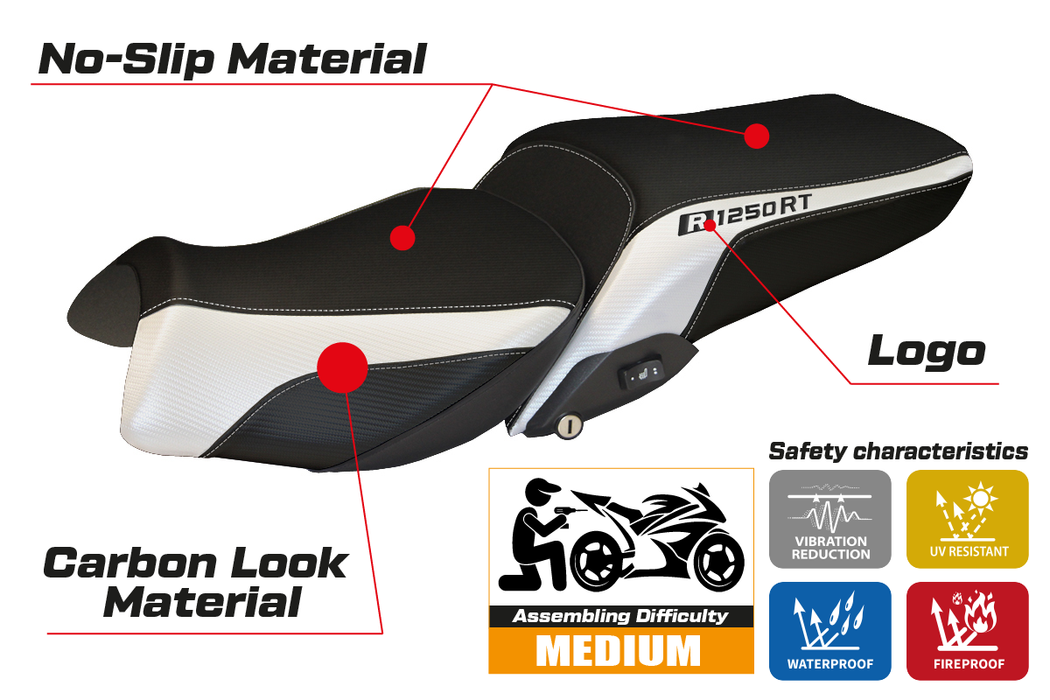 BMW R1250RT 2019-2024 Seat Cover Tappezzeria Italia in White and Black