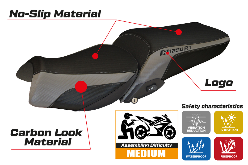 BMW R1250RT 2019-2024 Seat Cover Tappezzeria Italia in Grey and Black