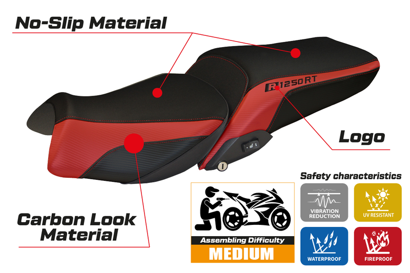 BMW R1250RT 2019-2024 Seat Cover Tappezzeria Italia in Red and Black