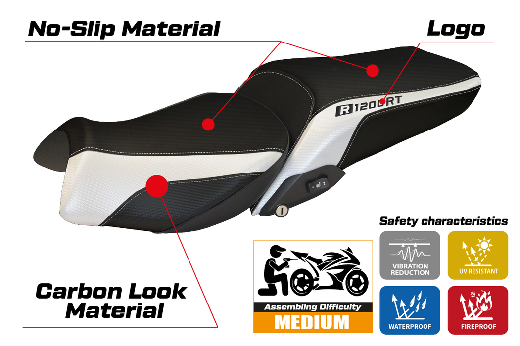 BMW R1200RT 2014-2018 Seat Cover Tappezzeria Italia in White Black