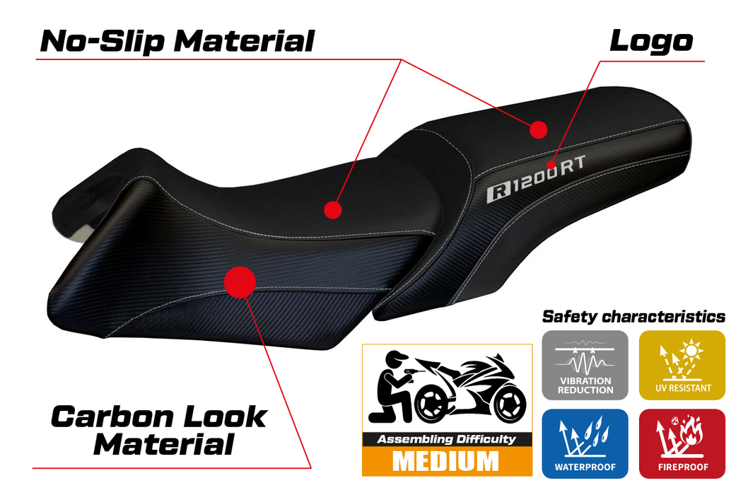 BMW R1200RT 2006-2013 Seat Cover Tappezzeria Italia in Black