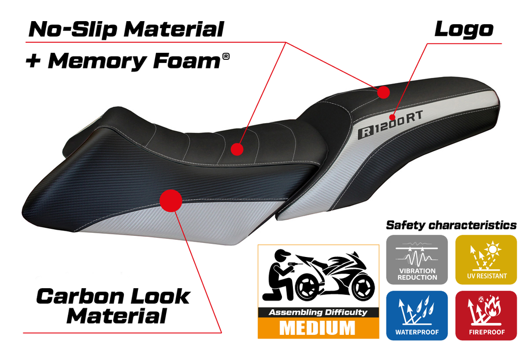 BMW R1200RT 2006-2013 Seat Cover Tappezzeria Italia Comfort in Silver