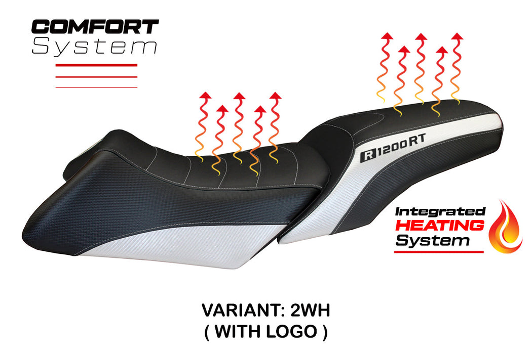 BMW R1200RT 2006-2013 Comfort Heated Seat Cover Tappezzeria Italia in White and Black