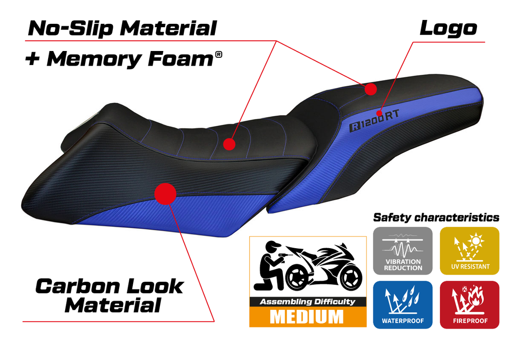 BMW R1200RT 2006-Seat Cover Tappezzeria Italia Comfort in Blue