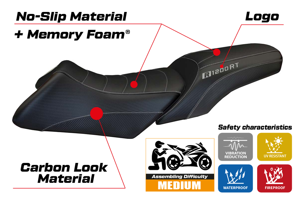 BMW R1200RT 2006-2013 Seat Cover Tappezzeria Italia Comfort in Black