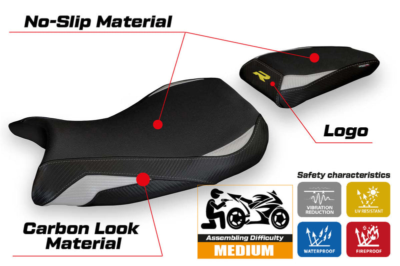 BMW S1000R 2021-2024 Seat Cover Tappezzeria Italia in Silver and Black