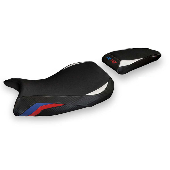 BMW S1000RR 2019-2024 Seat Cover Tappezzeria Italia in White, Red and Blue HP